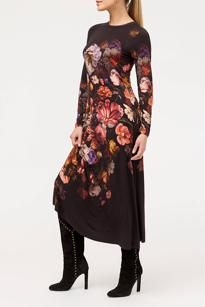 Floral Print A-Line Midi Dress