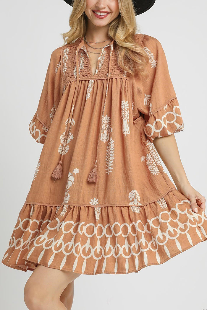 Tassel Tie Neck Dress