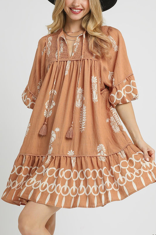 Tassel Tie Neck Dress