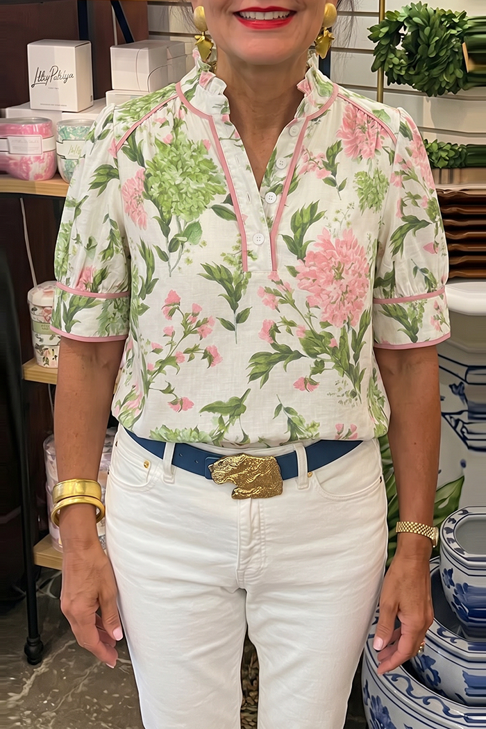 Casual Puff Sleeve Floral Top