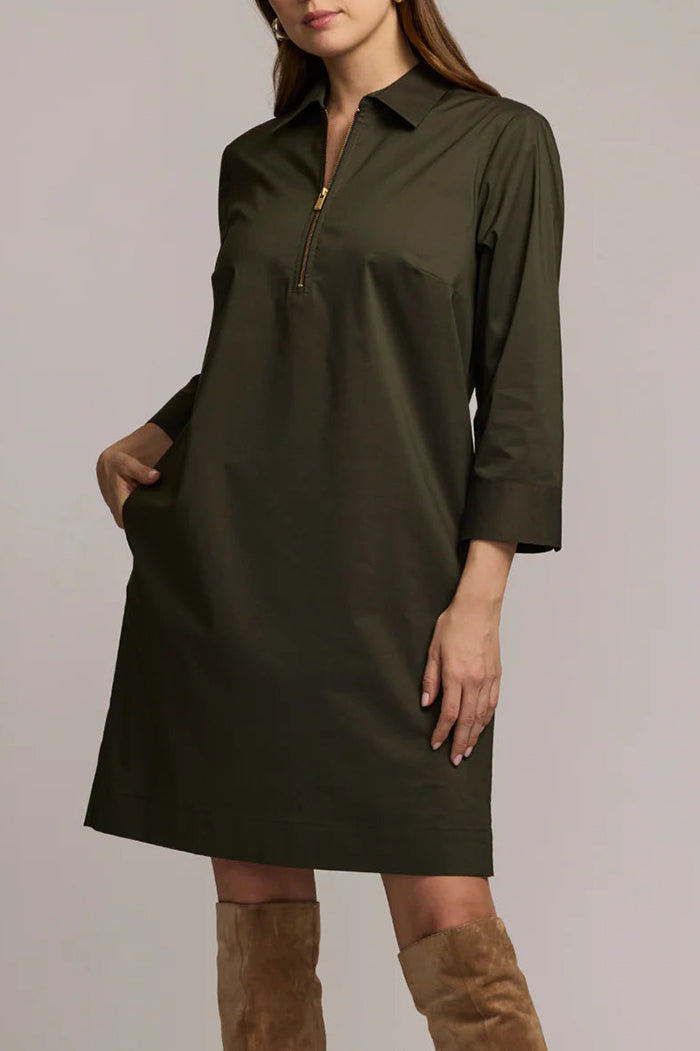 Casual 3/4 Sleeve Zip Dress