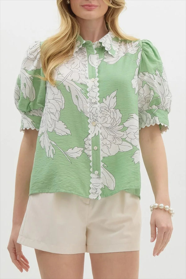 Puff Sleeve Floral Top