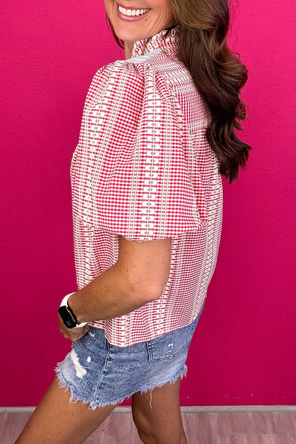 Puff-Sleeved Animal Print Top