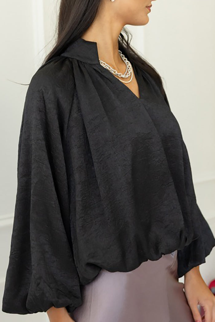 V-Neck Bubble Sleeves Top