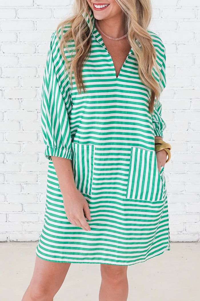 Casual Striped Pocket Dress