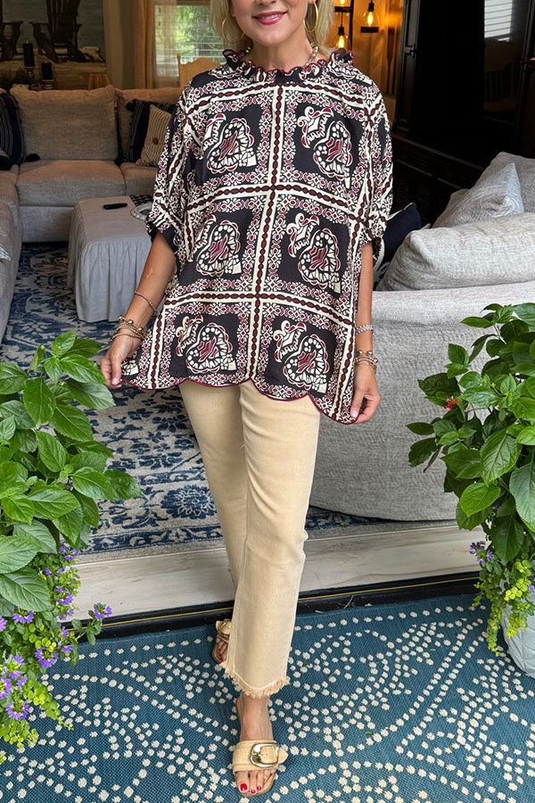 Casual Ruffles Collar Top