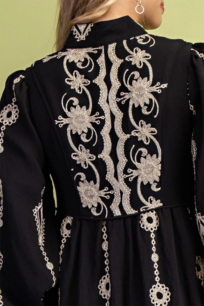 Ebony Embroidered Boho Maxi Dress