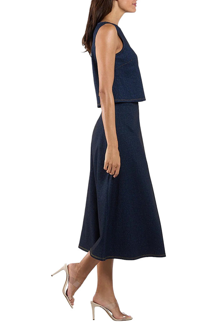Navy Sleeveless Top & Midi Skirt Set