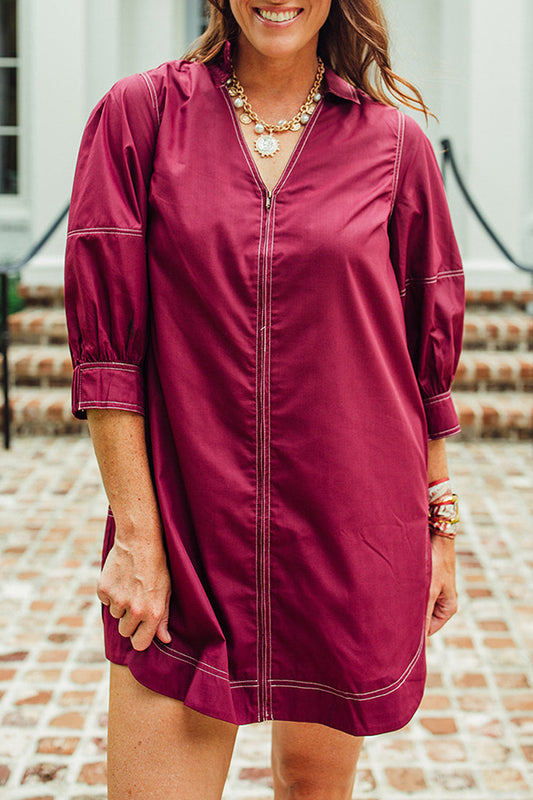 Zipper Front Pocket Dress