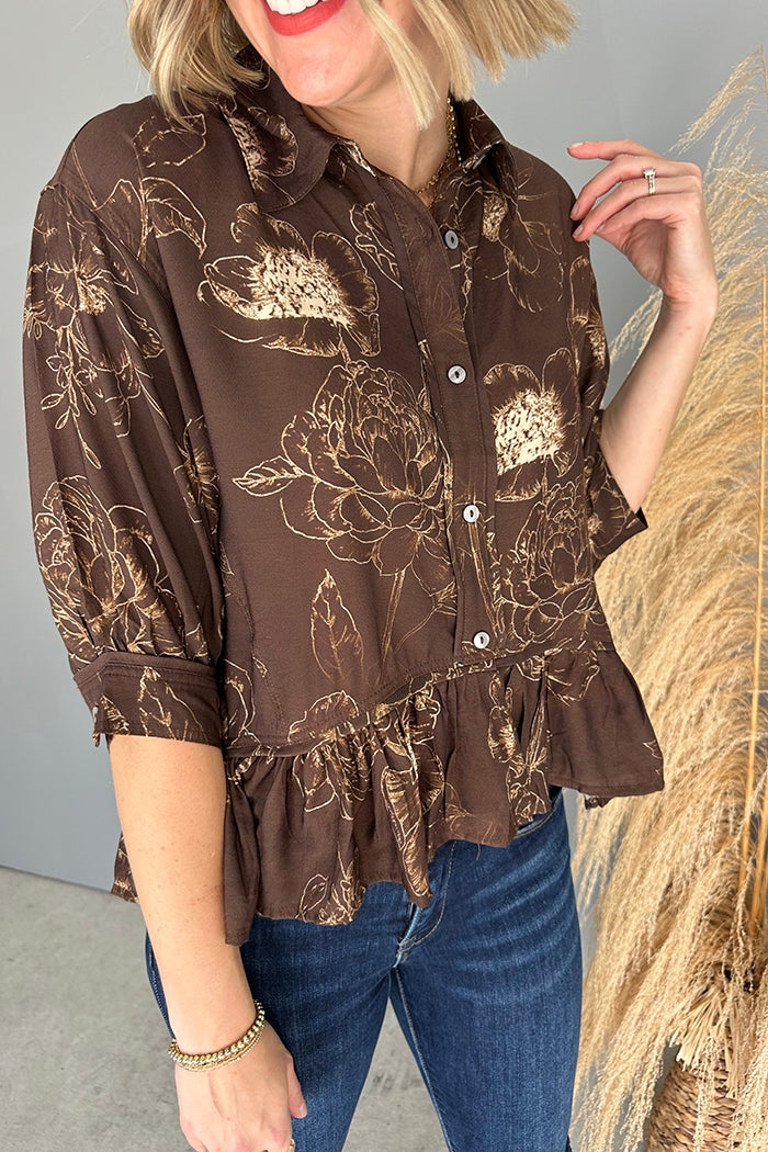 Casual Floral Peplum Top