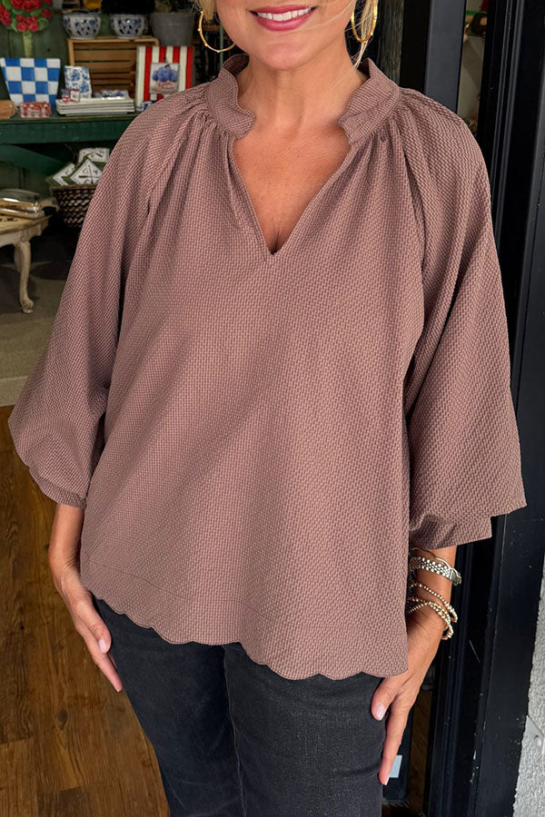 Casual Scallop Hem Top