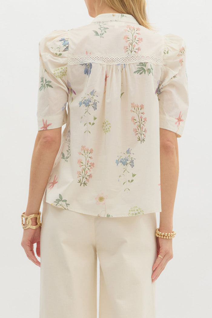 Floral Elbow-Length Sleeves Top