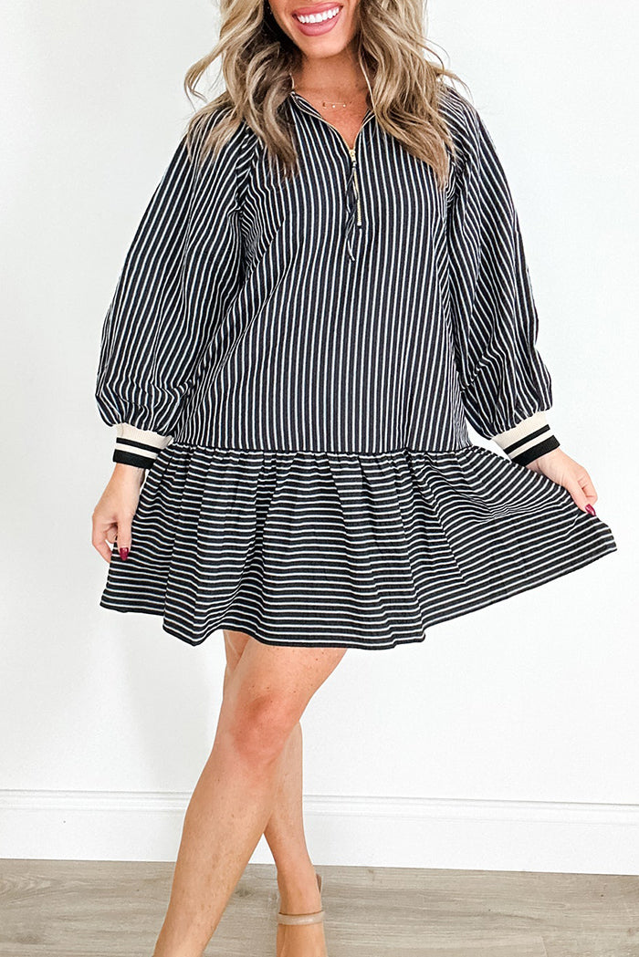 Long-Sleeve Striped Mini dress