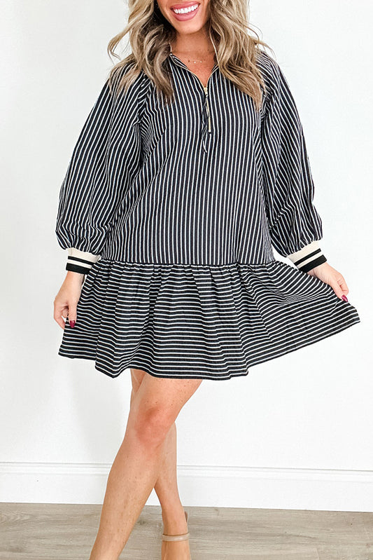 Long-Sleeve Striped Mini dress