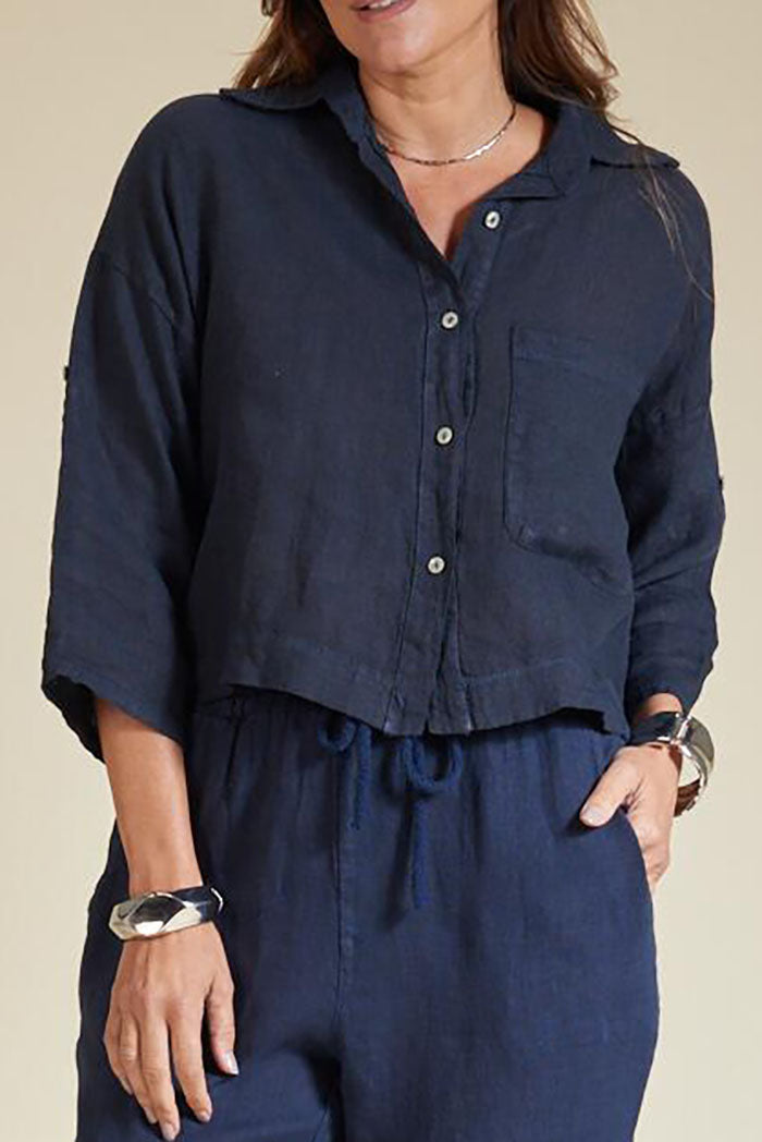 Casual Solid Color Button Top