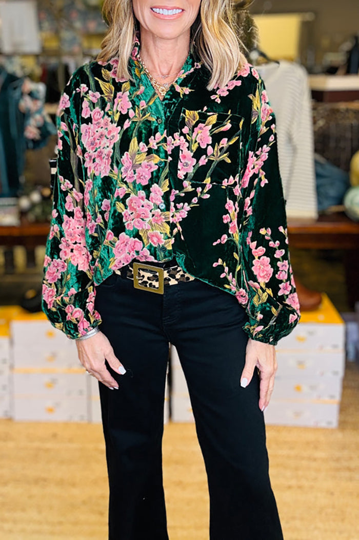 Floral Print Balloon Sleeve Top