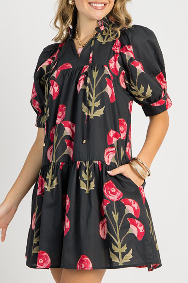 Puff Sleeve Floral Dress
