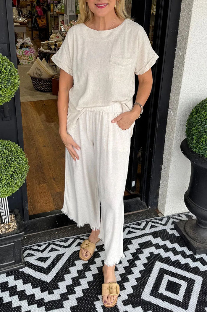 Casual Loose Top Wide Leg Pants Set