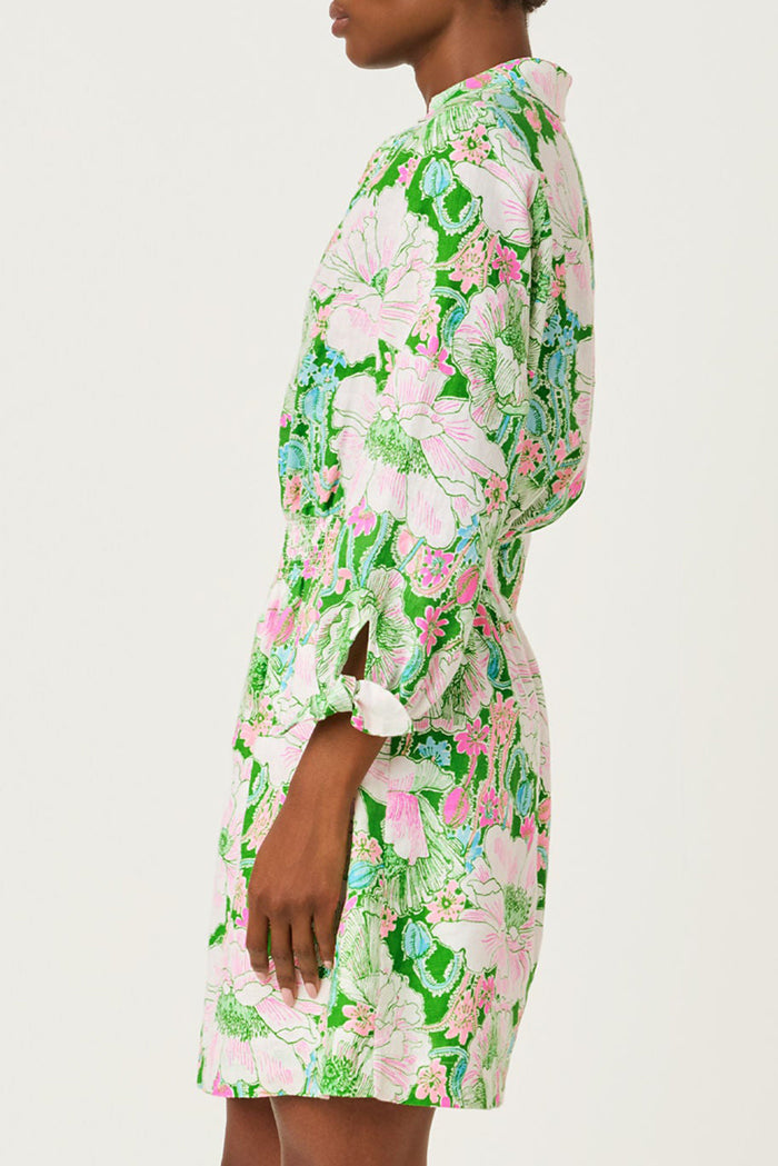 3/4 Sleeve Floral Shirt Dress