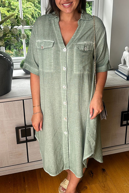 Casual Solid Color Pocket Dress