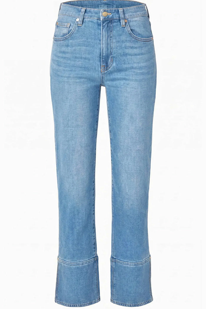 Cuff Hem Straight Leg Jeans