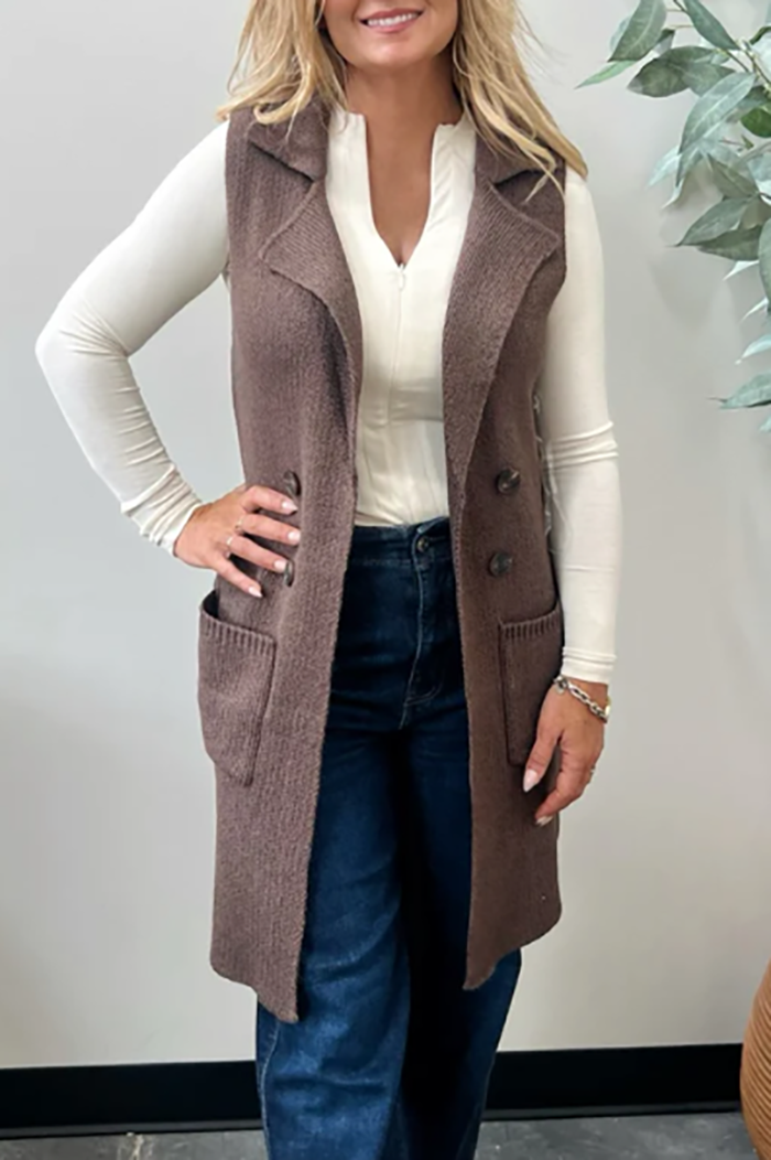 Casual Pocket Sweater Vest