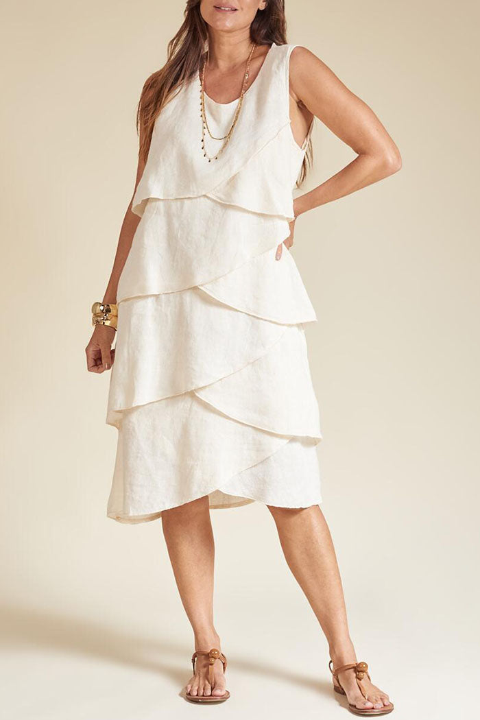 Solid Color Sleeveless Ruffle Dress