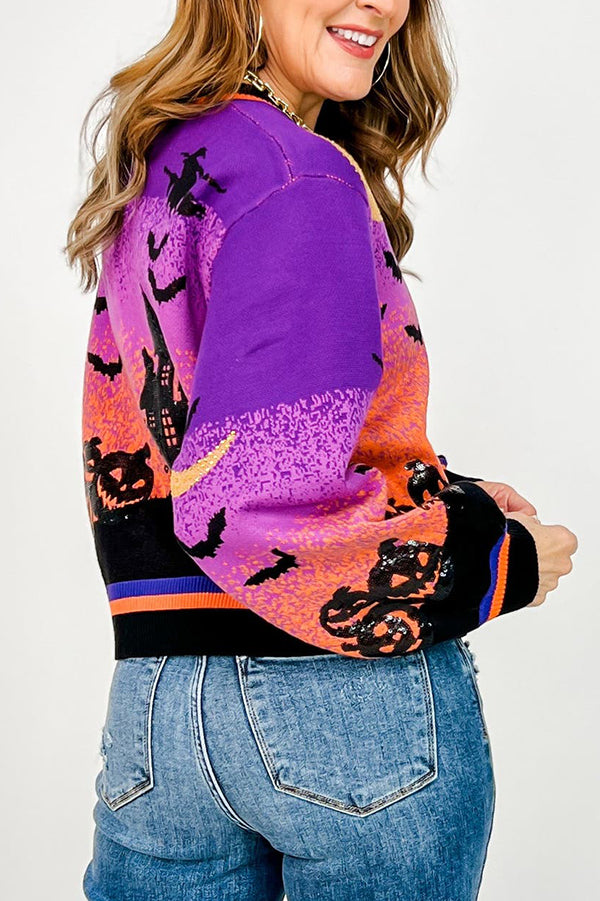 Casual Halloween Scene Cardigan