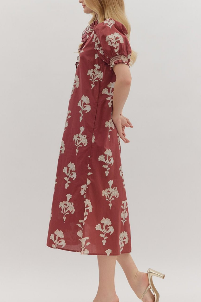 Puff Sleeve Floral Maxi Dress