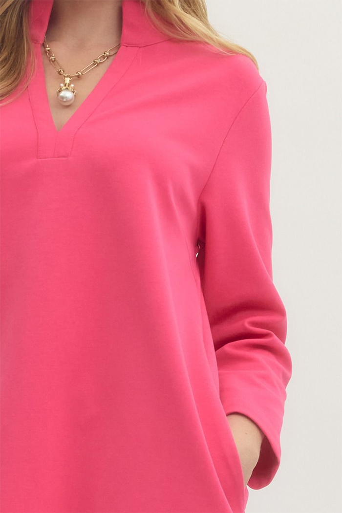 3/4 Sleeve Pocket Shift Dress