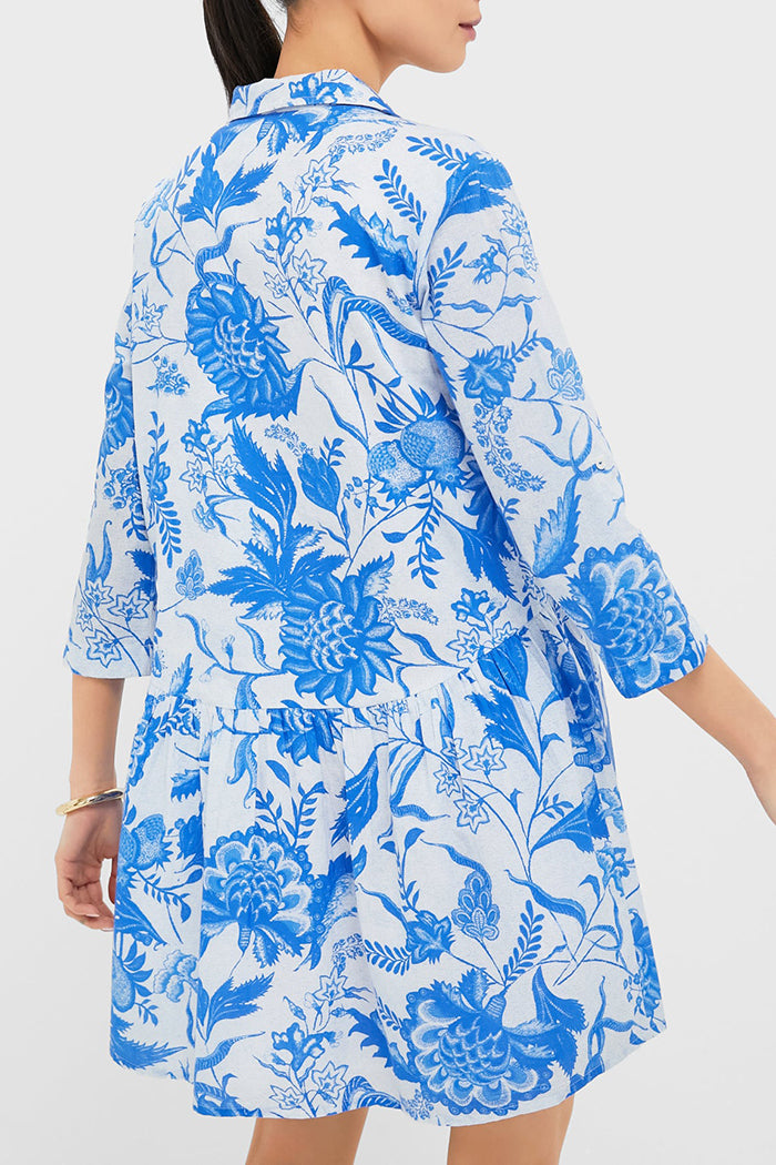 3/4 Sleeve Floral Buttoned Tiered Shirt Dress