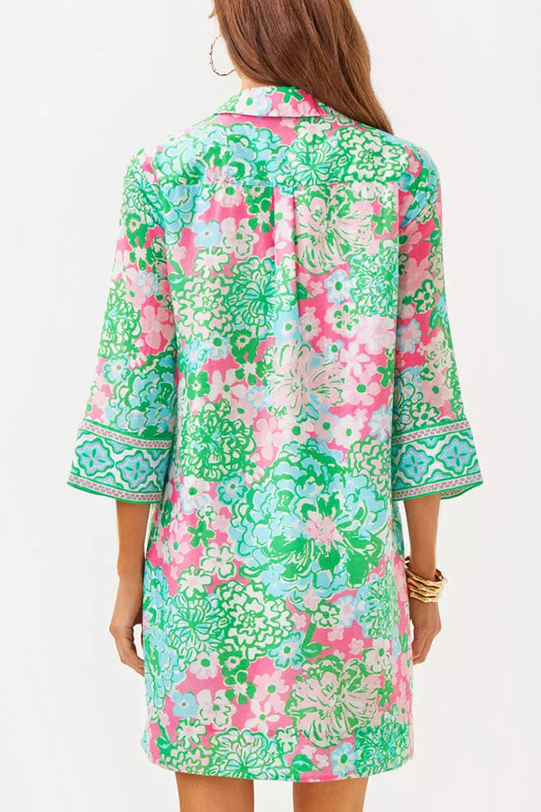 Casual Floral Button Front Dress