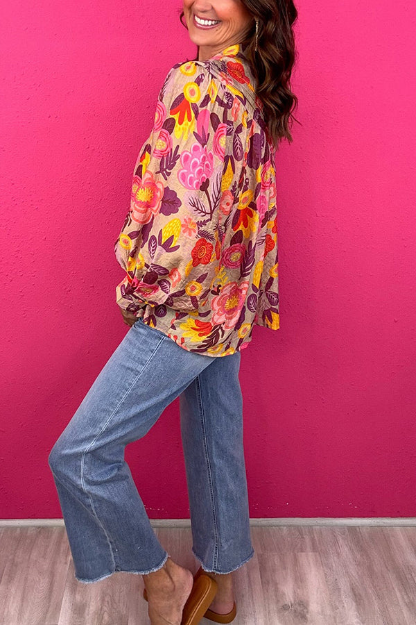 Casual Pleated Floral Top