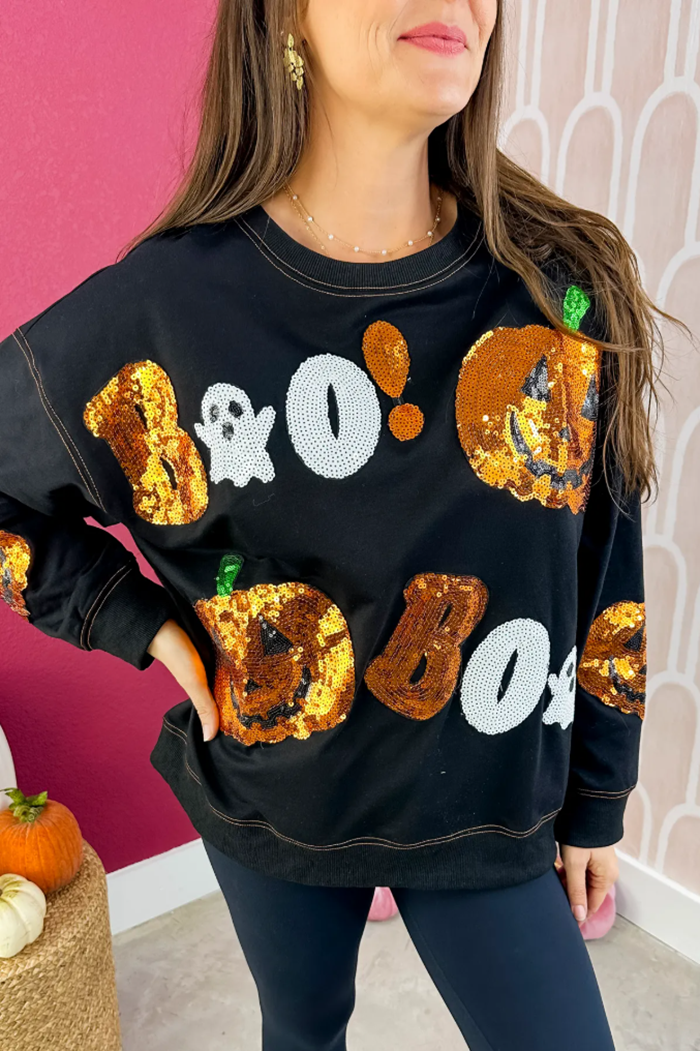 Casual Pumpkin Sequin Top