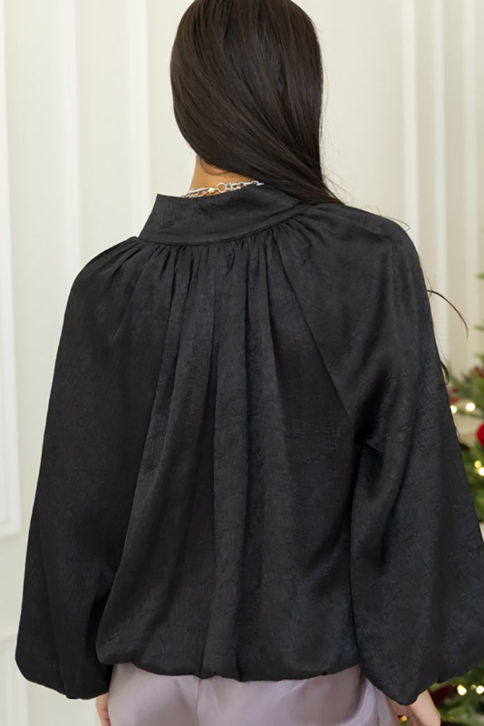 V-Neck Bubble Sleeves Top