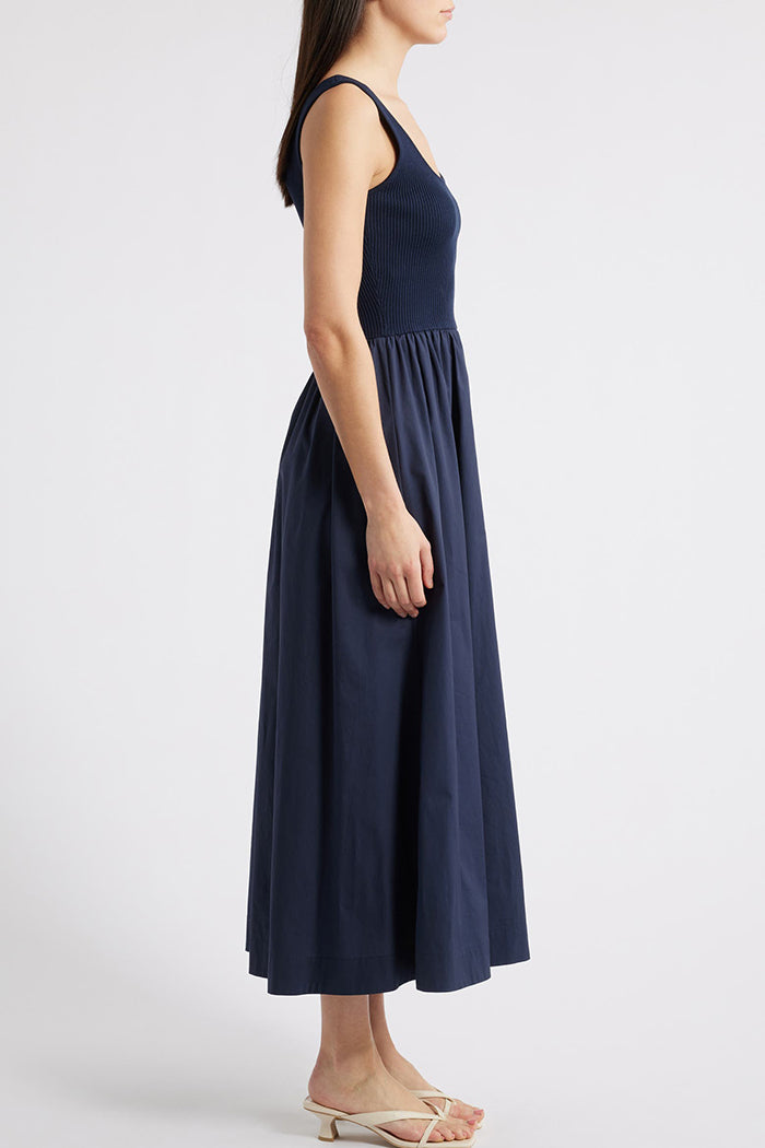 Sleeveless Mixed Media Waisted Maxi Dress