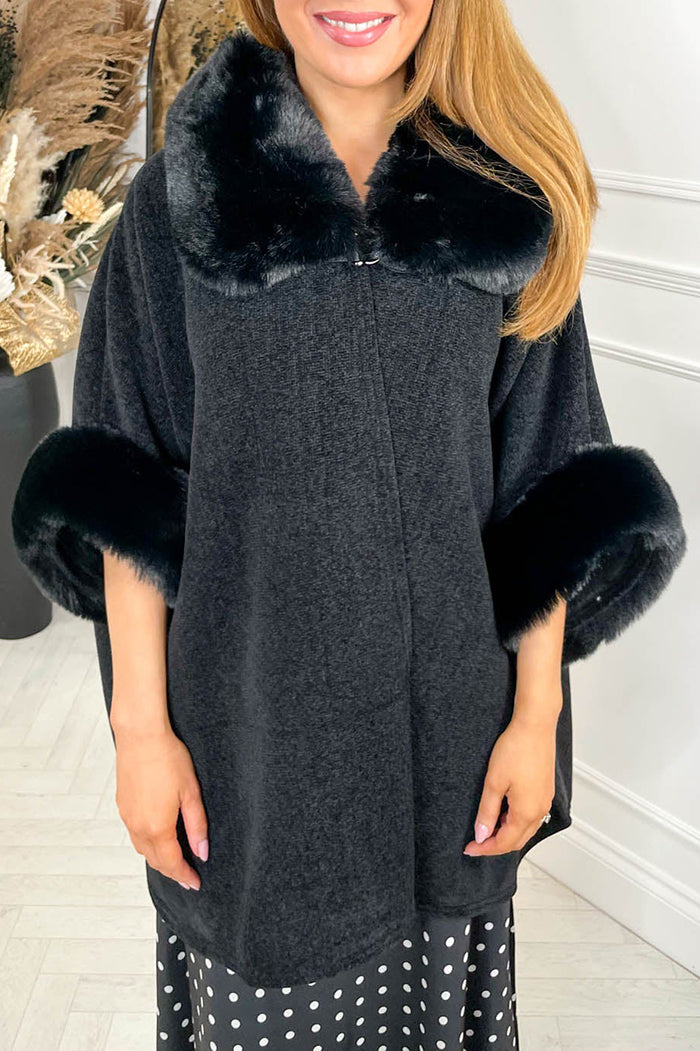 Fur-Collar Cape Coat