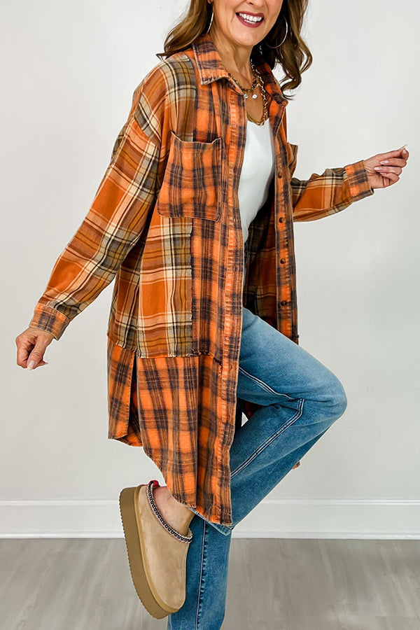 Plaid Knit Button Down Collared Dress