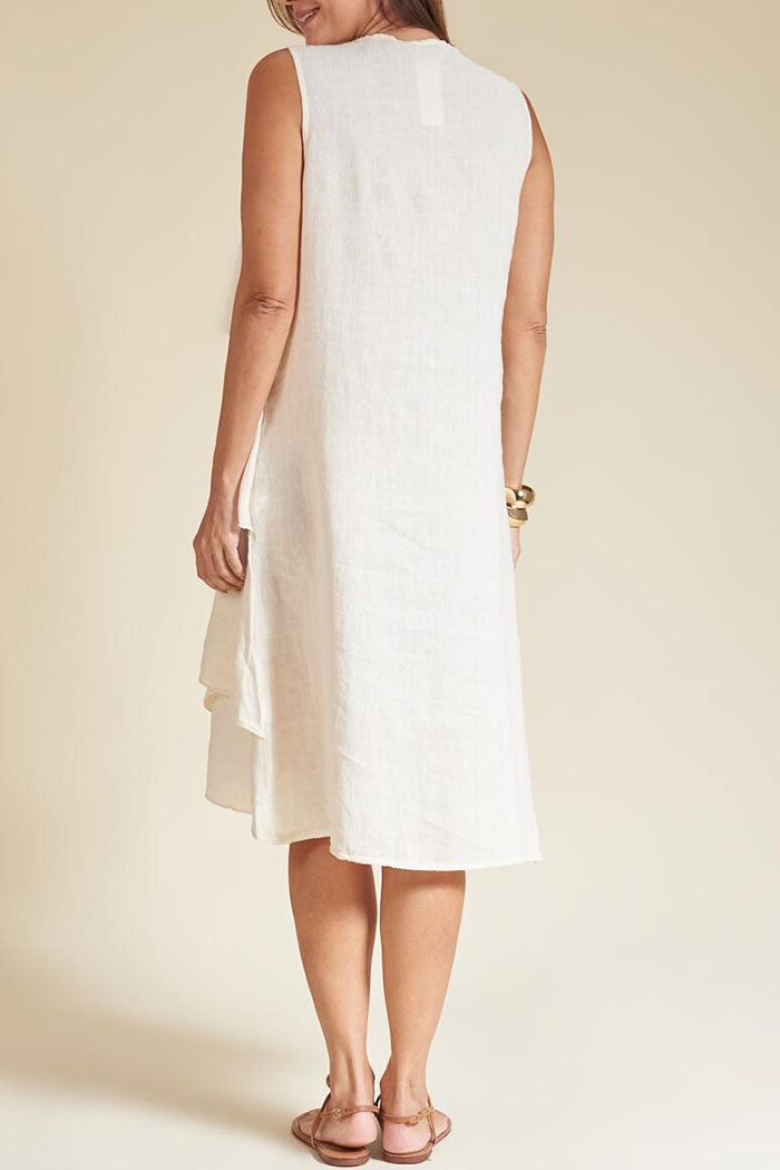 Solid Color Sleeveless Ruffle Dress