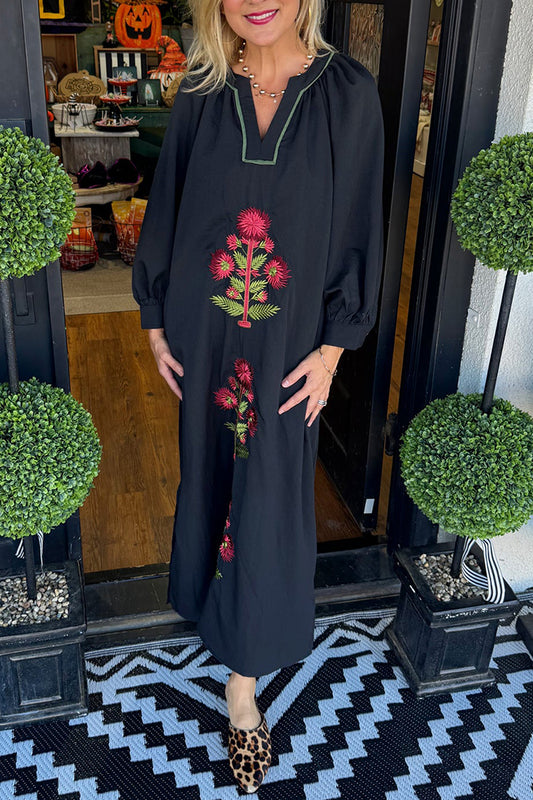 V-Neck Floral Pattern Dress