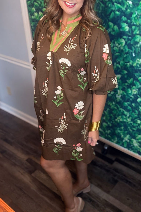 Casual Wildflower Pattern Dress