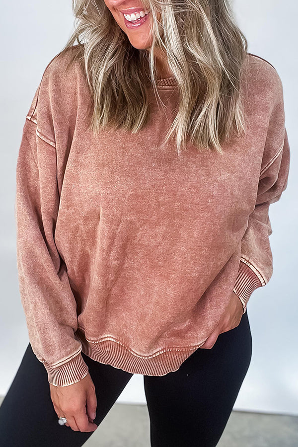 Casual Washed Drop Shoulder Top