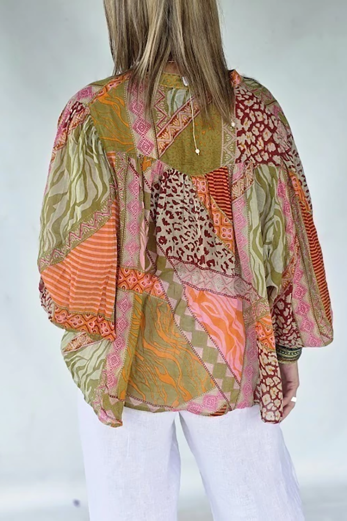 Printed Button Shirt Wide Leg Pants Set