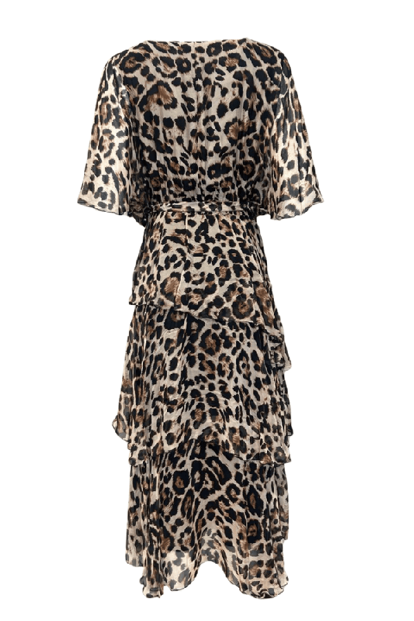 Casual Leopard Ruffles Dress