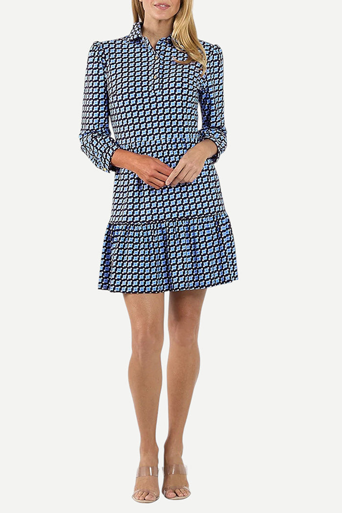 Square Dot Print Ruffle Hem Dress