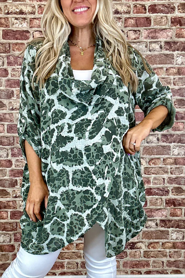 Casual Cowl Neck Irregular Top