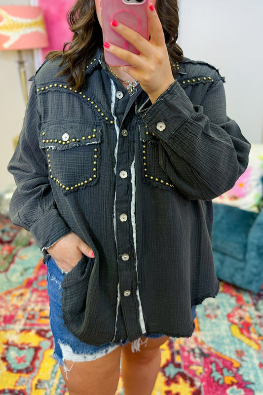 Casual Rivet Pocket Top