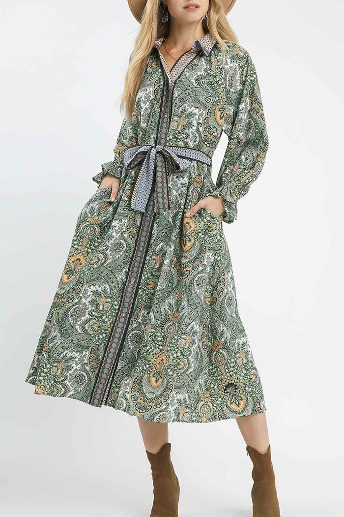 Casual Bold Printed Belt Dress