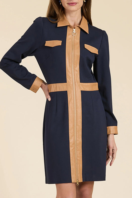 Contrasting Colors Zip Dress