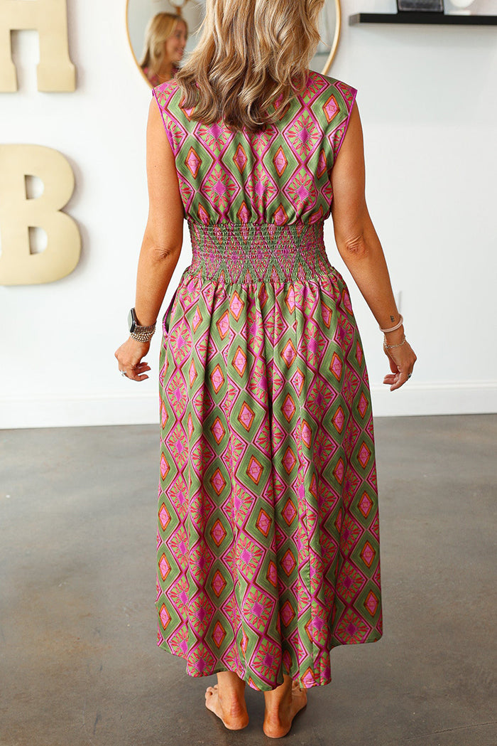 Zip Front Smocked Dress